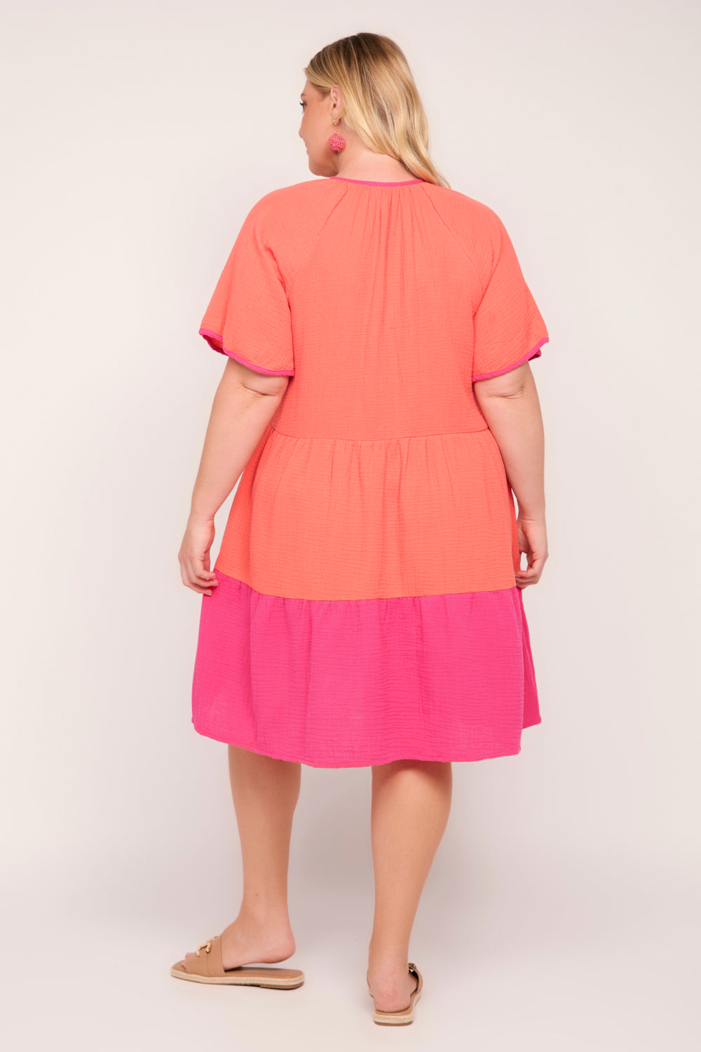 Ismay Crinkle Cotton Dress in Sunset