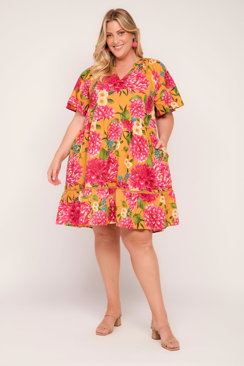 Ismay Short Dress in Dreaming Dahlias