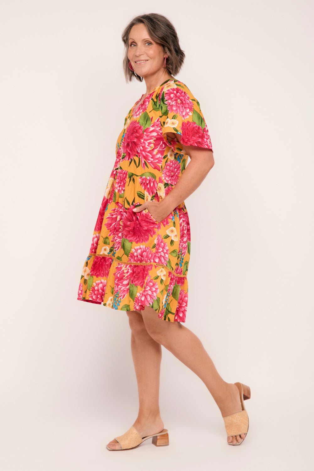 Ismay Short Dress in Dreaming Dahlias