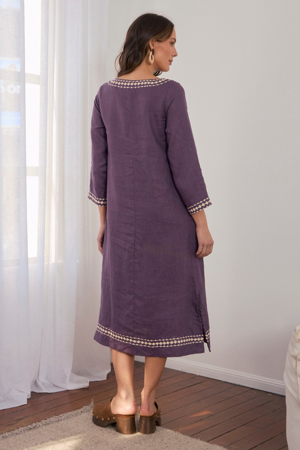 Jarla Linen Dress in Merlot Dream