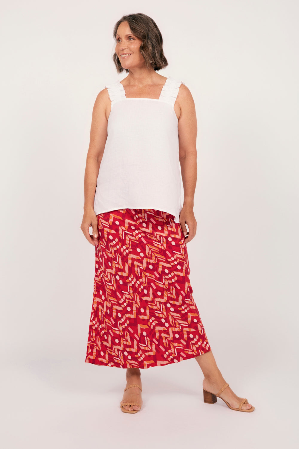 Katie Bias Cut Skirt in Garnet