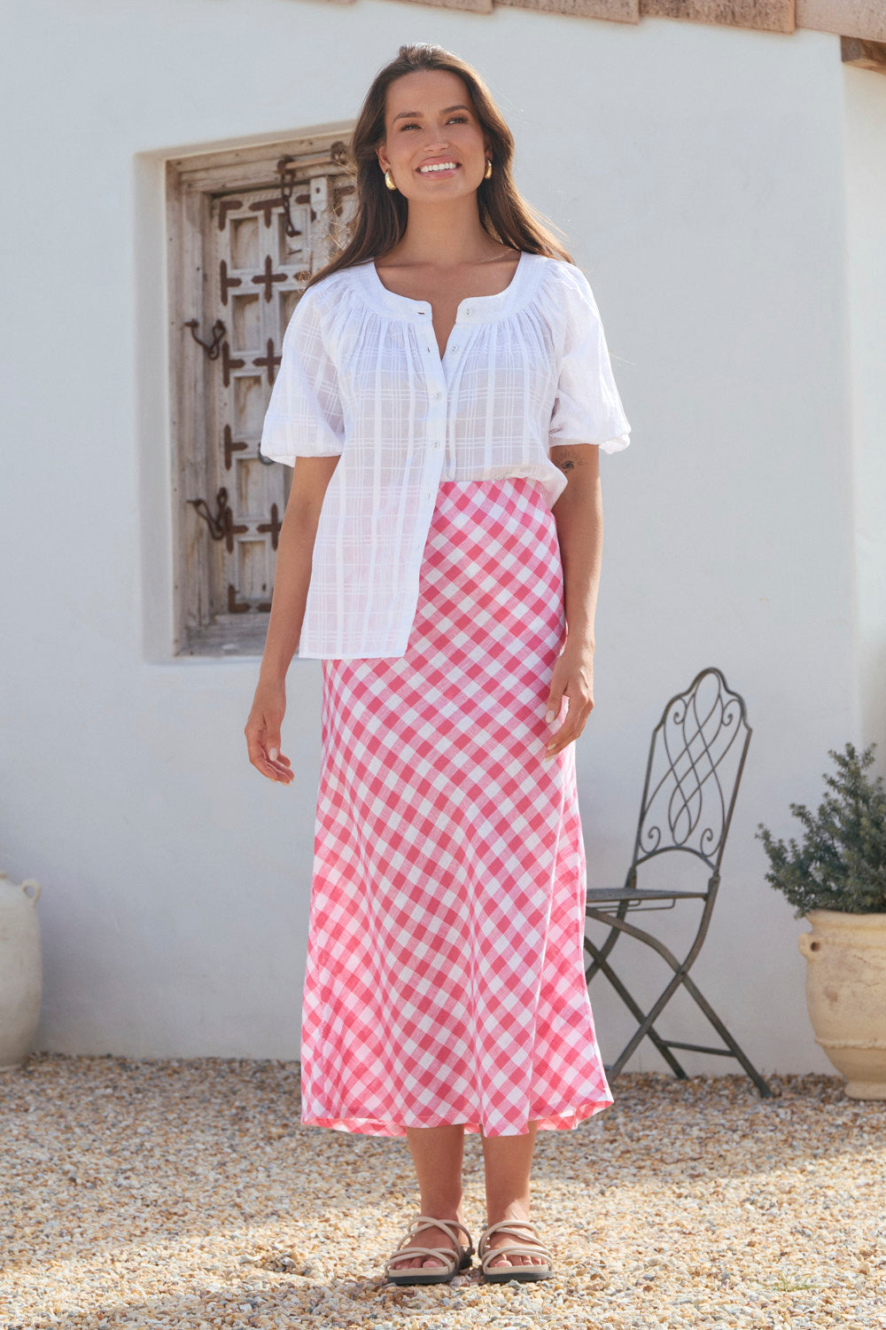 Katie Bias Cut Skirt in Treviso Pink