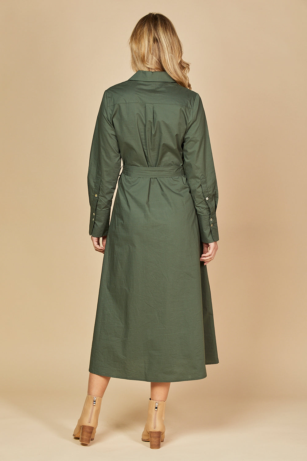 Kelly Poplin Dress in Bottle Green