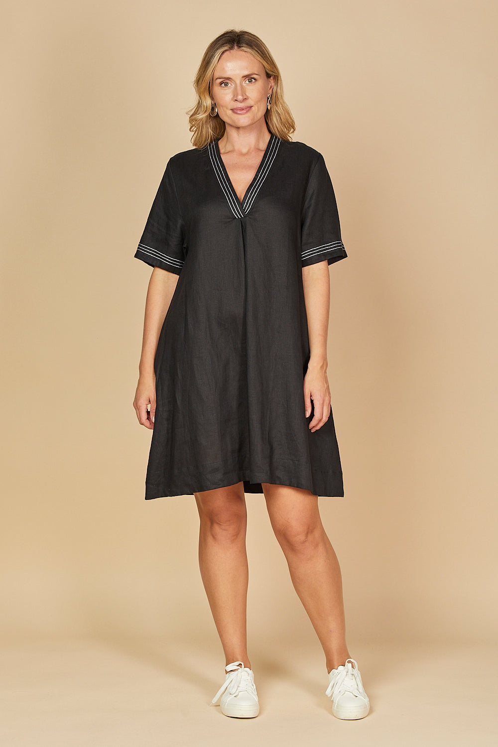 Kora A-Line Linen Dress in Blackberry