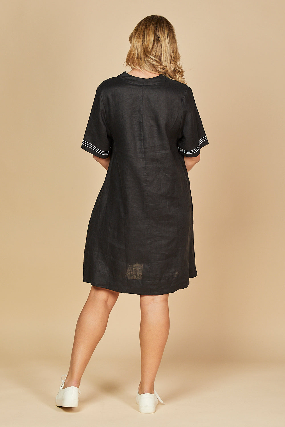 Kora A-Line Linen Dress in Blackberry