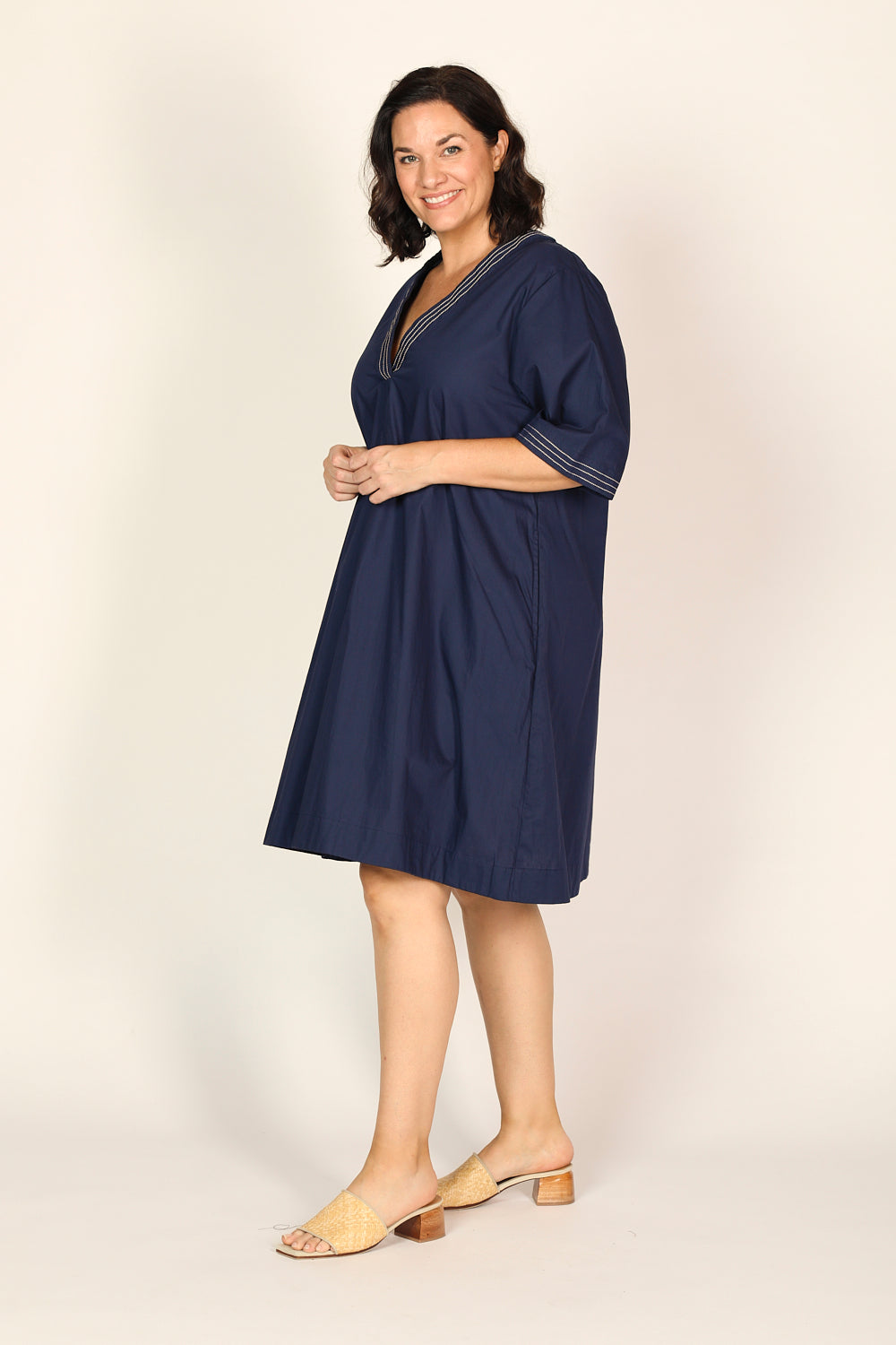 Kora A-Line Poplin Dress in Capri Cove