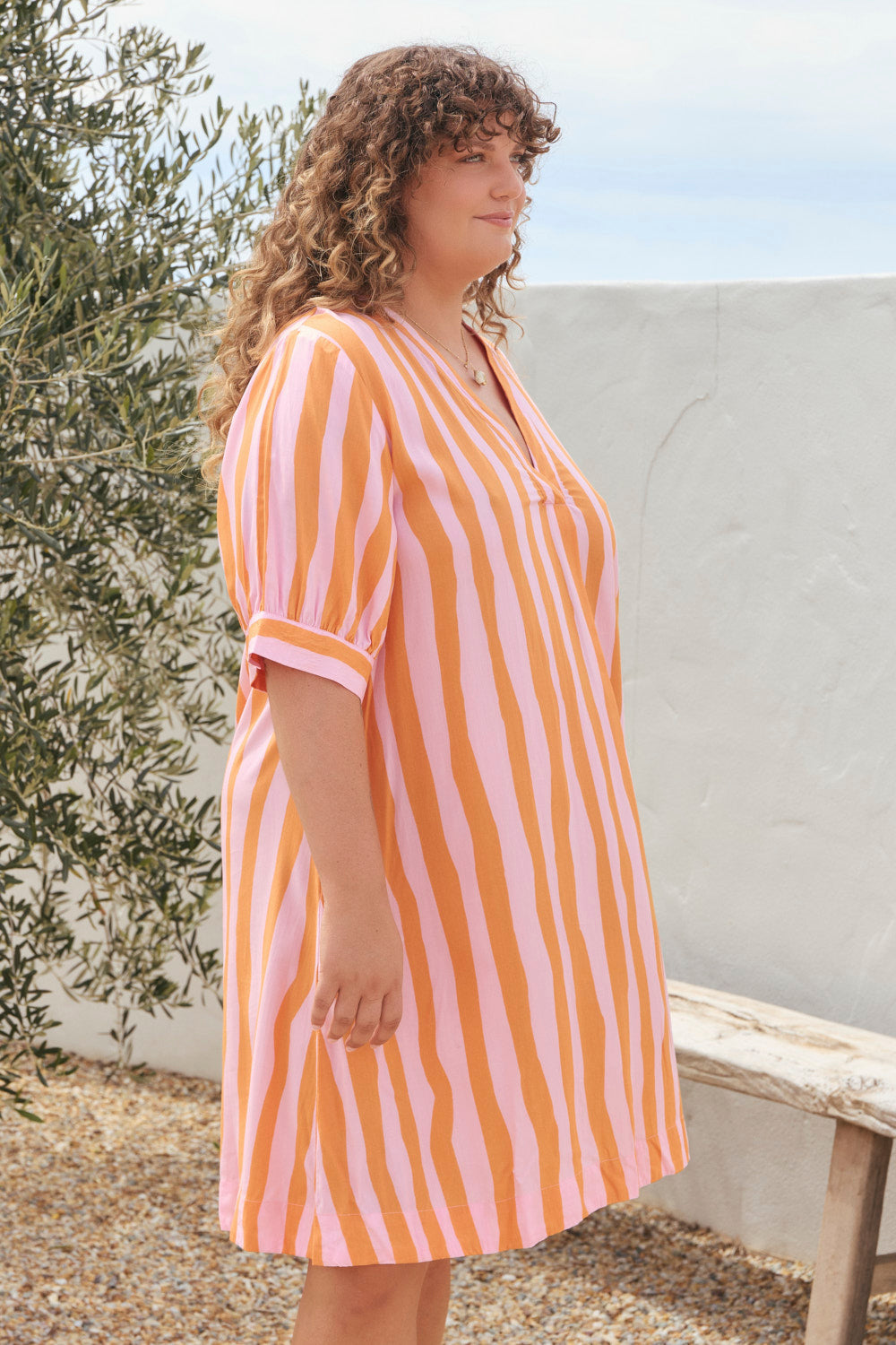 Kora Puff Sleeve Dress in Coral Spring