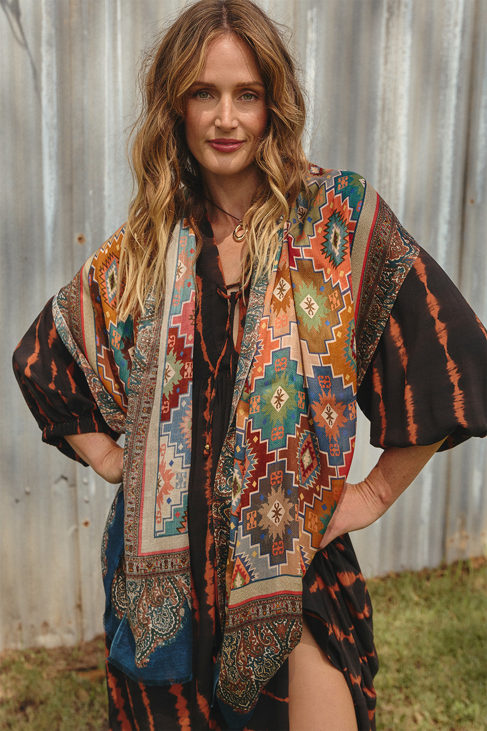 Cairo Boho Dress in Ember Nights, Maxi Dress - Adrift Clothing