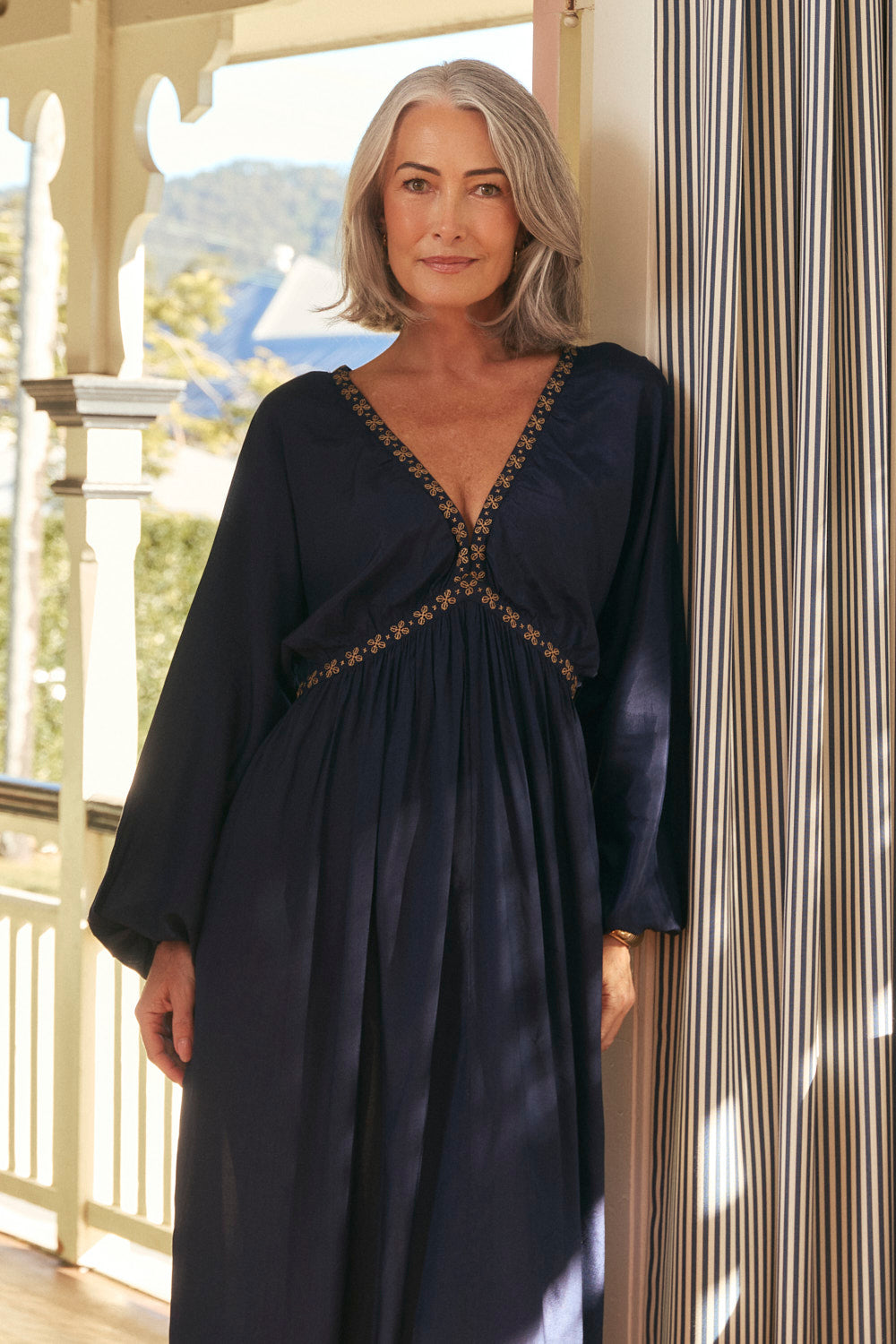 Margot Billow Dress in Navy Gild