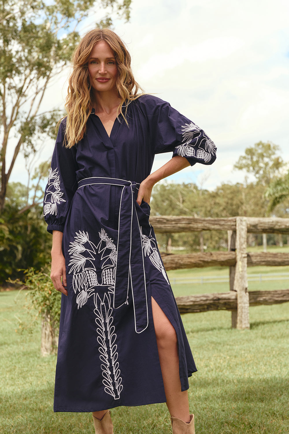 Robin Belted Dress in Inkwell Navy