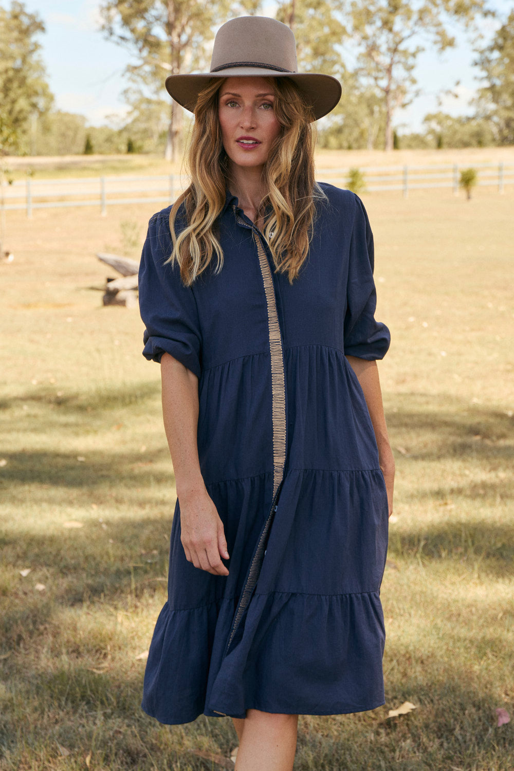 Winslow Knee-Length Dress in Midnight Clay