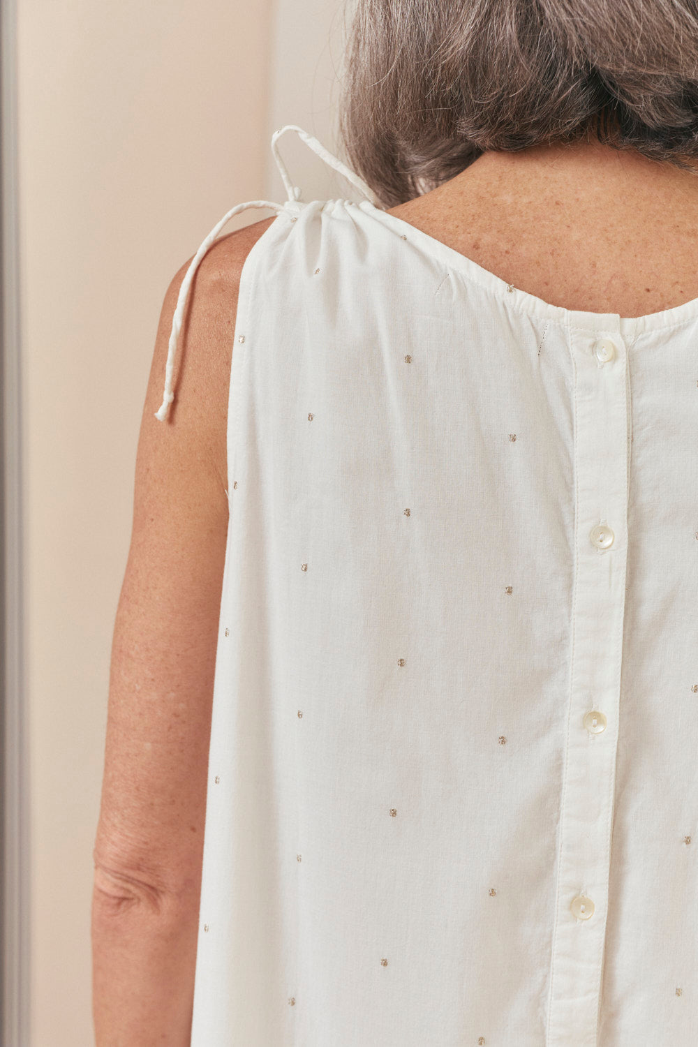 Millie Reversible Bubble Hem Dress in White Aurum