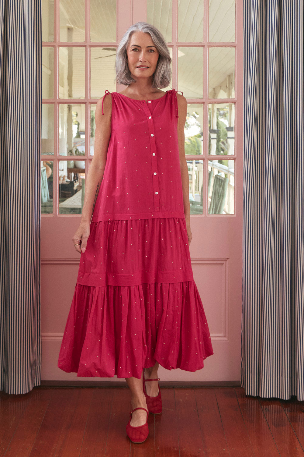 Millie Reversible Bubble Hem Dress in Pink Aurum