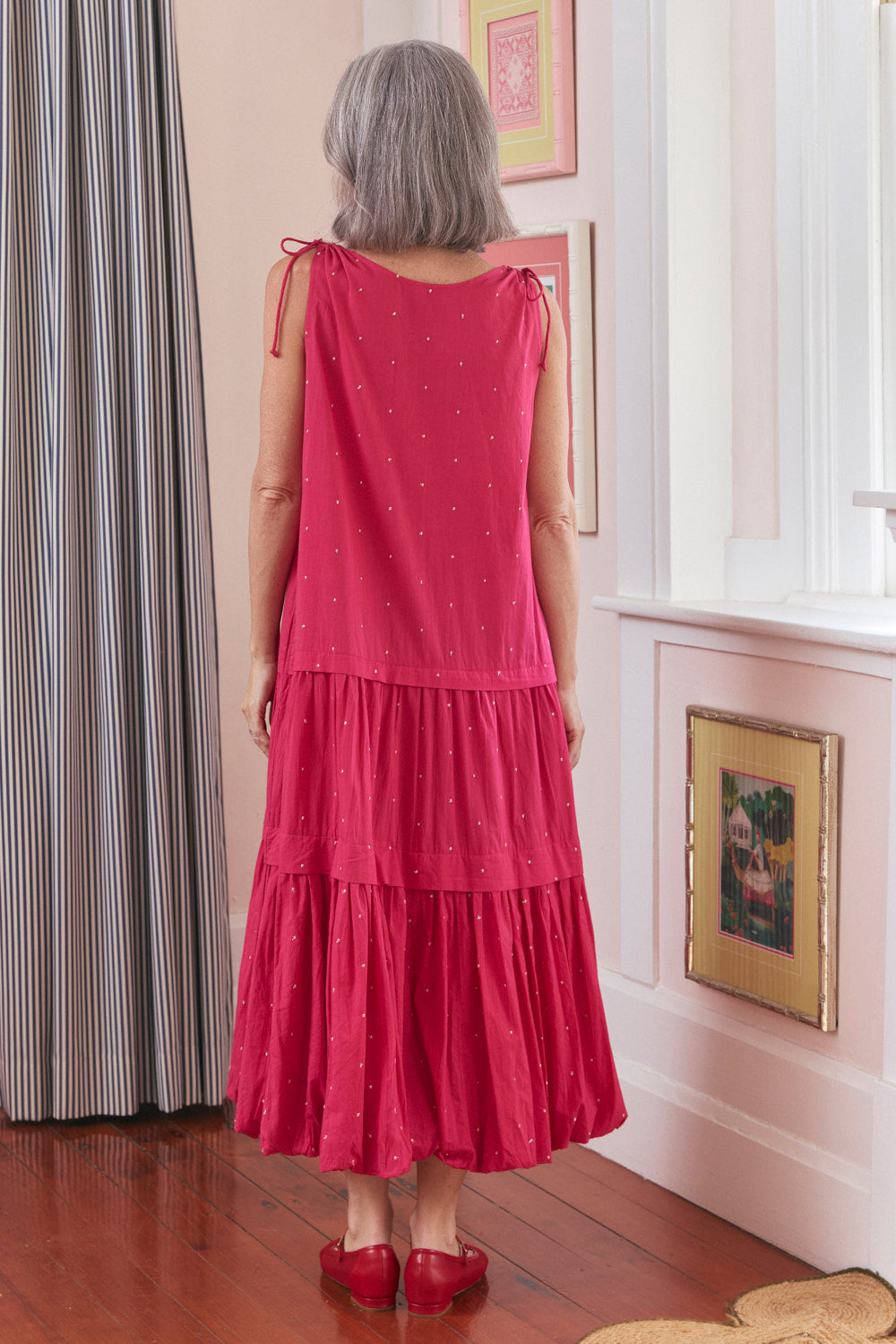 Millie Reversible Bubble Hem Dress in Pink Aurum