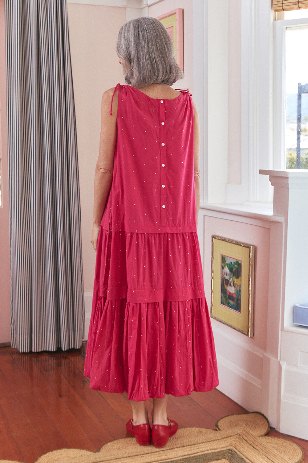 Millie Reversible Bubble Hem Dress in Pink Aurum
