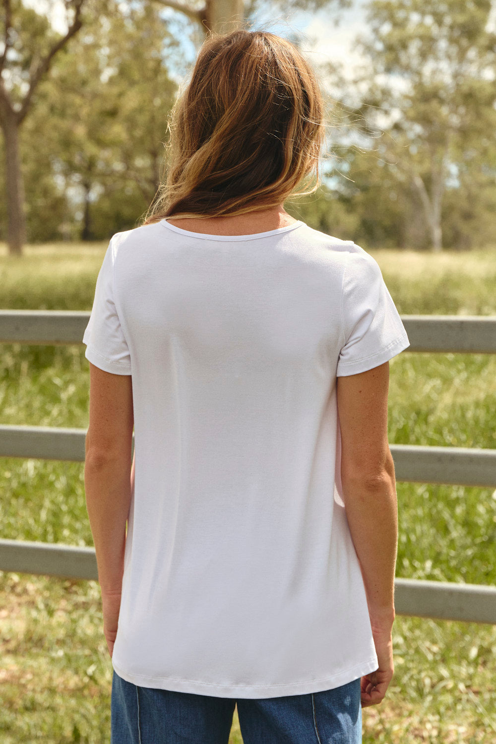 Swing Tee in White, loose fitting t-shirt shape, Adrift Clothing