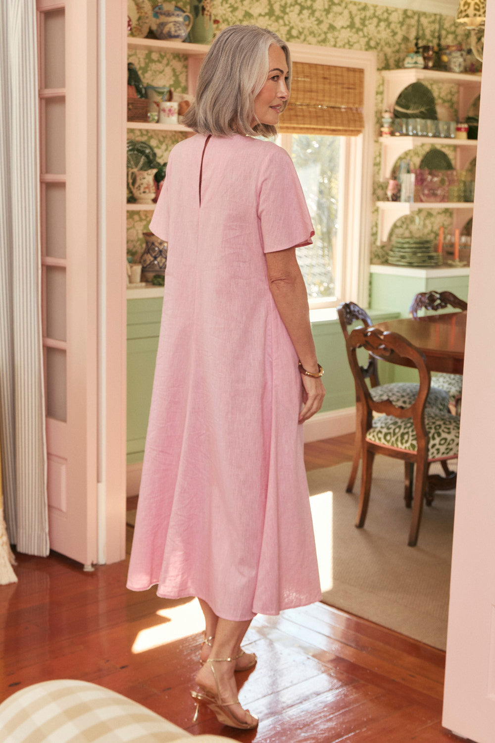 Percy Bead Neck Dress in Petal Pink