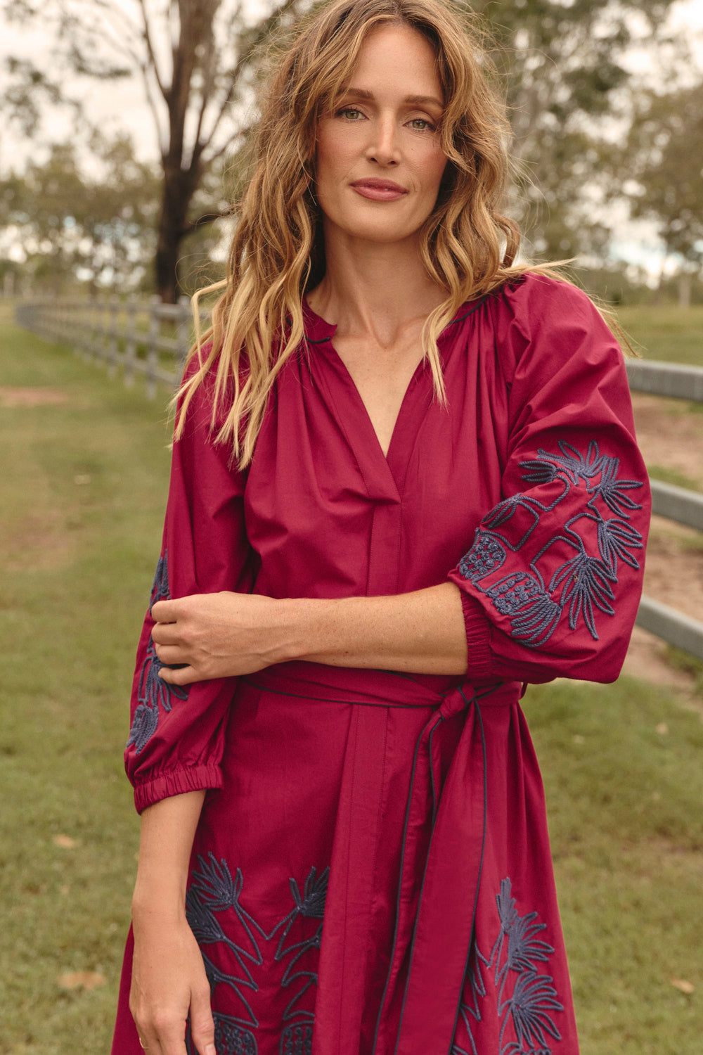 Robin Belted Dress in Inkwell Burgundy