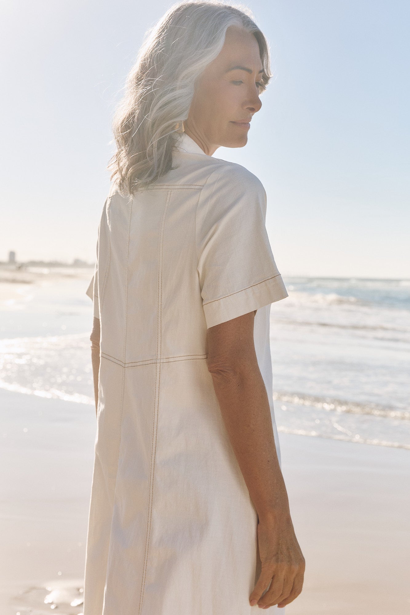 Maya Collared Dress in White