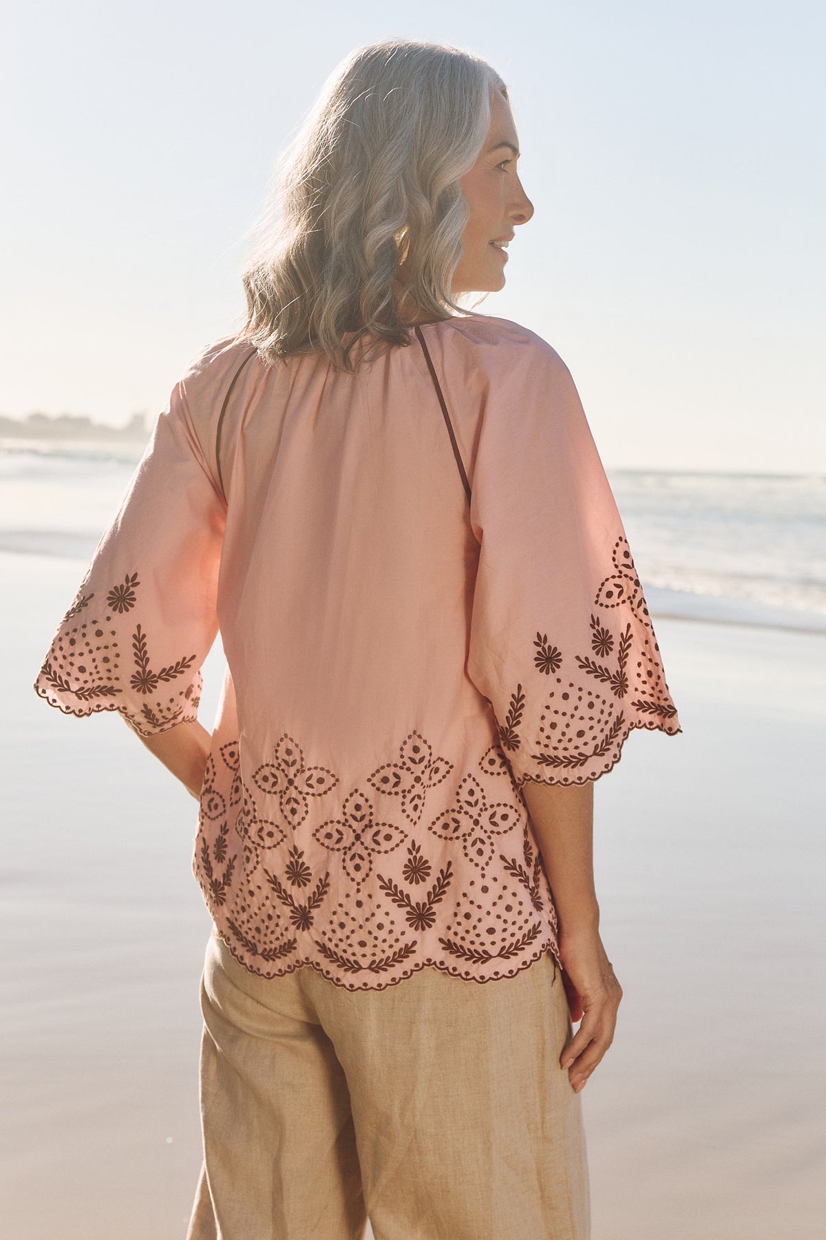 Delilah Embroidered Blouse in Dawn