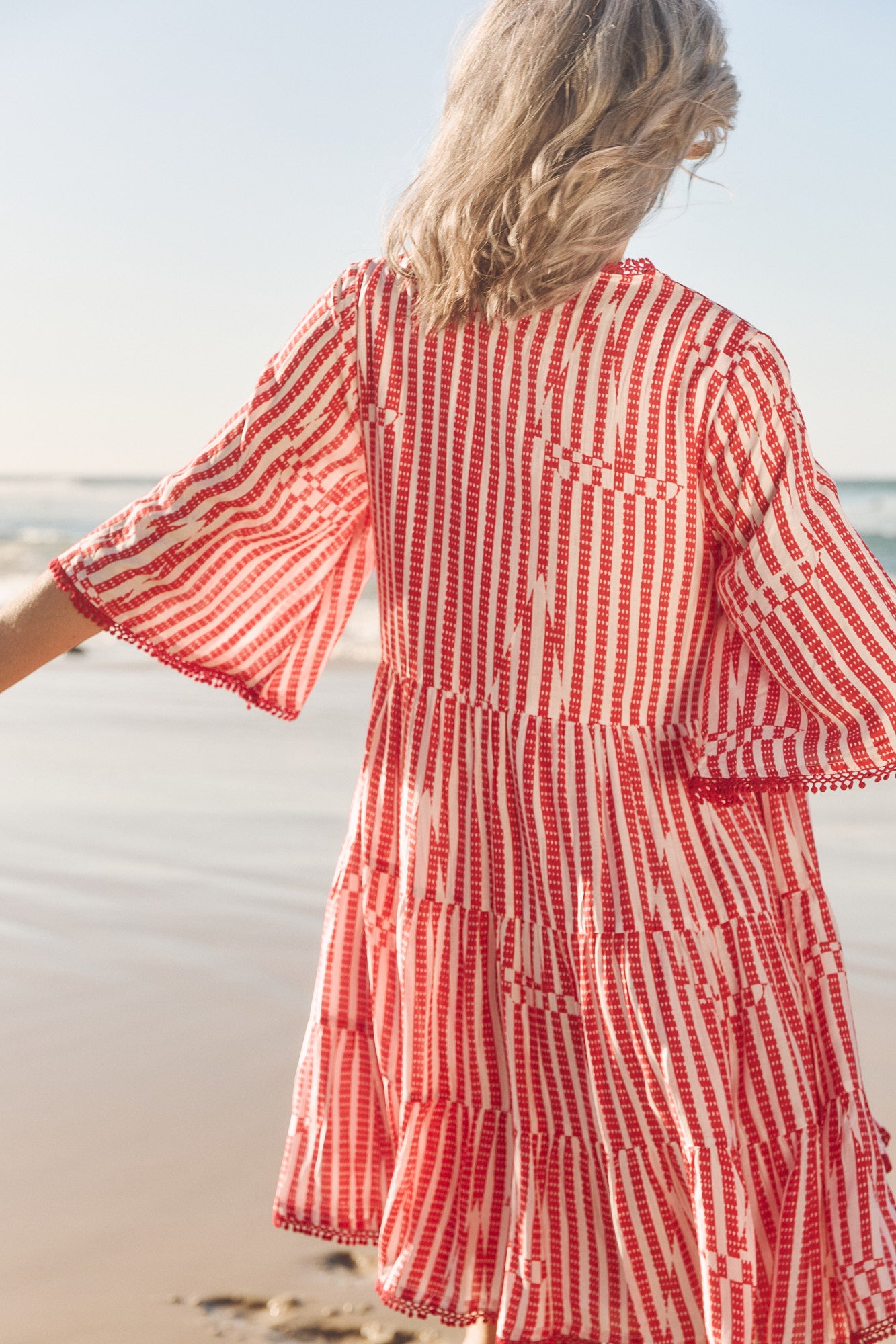 Mable Cotton Silk Short Dress in Boat Stripe
