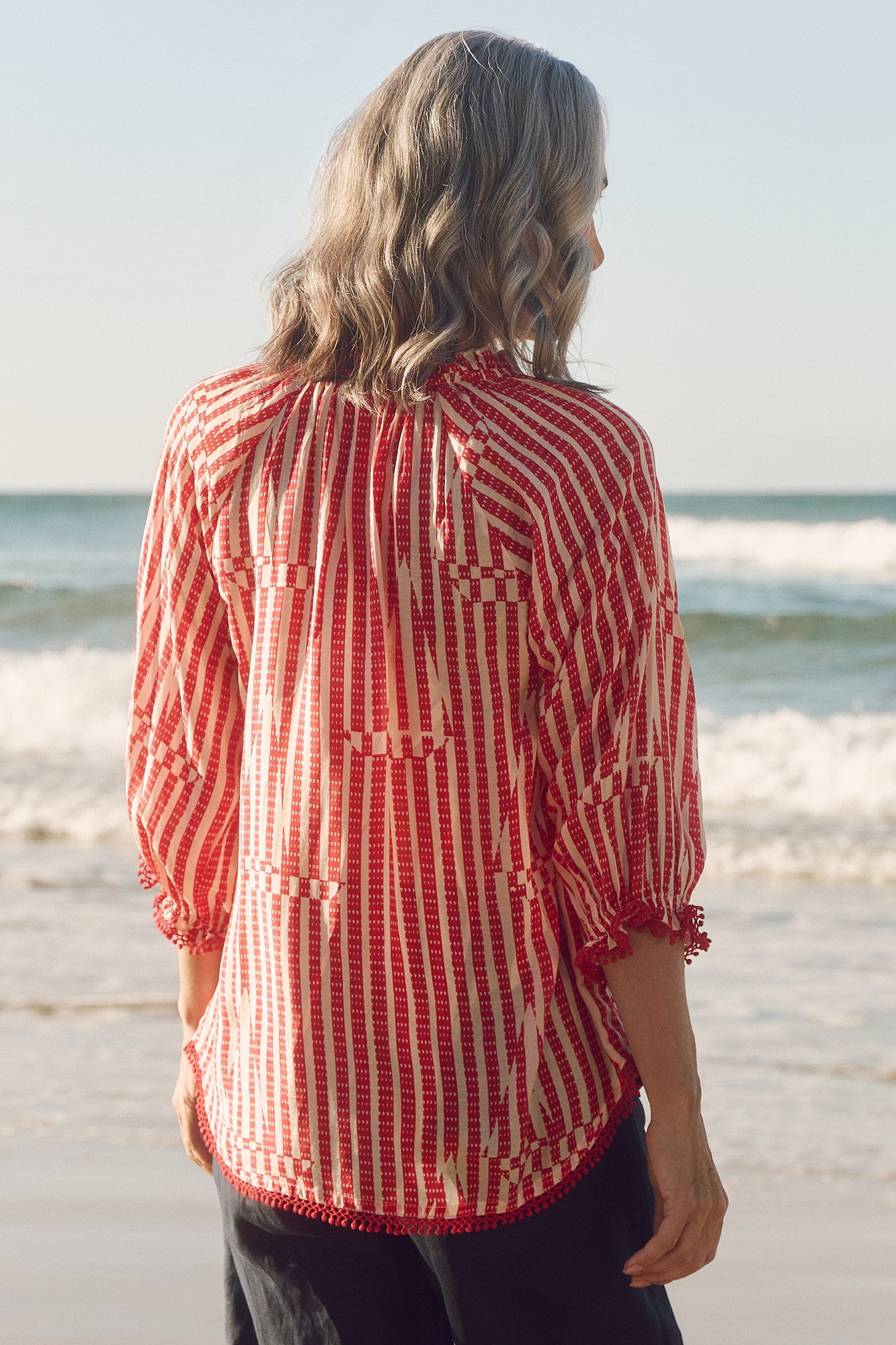 Robin Cotton Silk Blouse in Boat Stripe