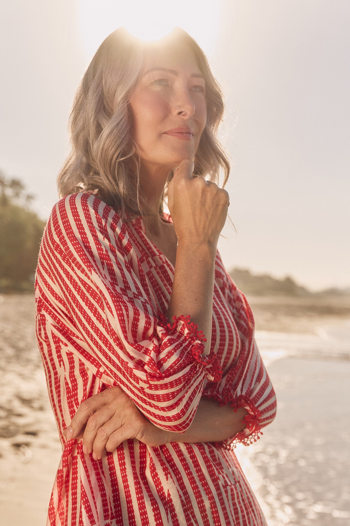 Robin Cotton Silk Blouse in Boat Stripe