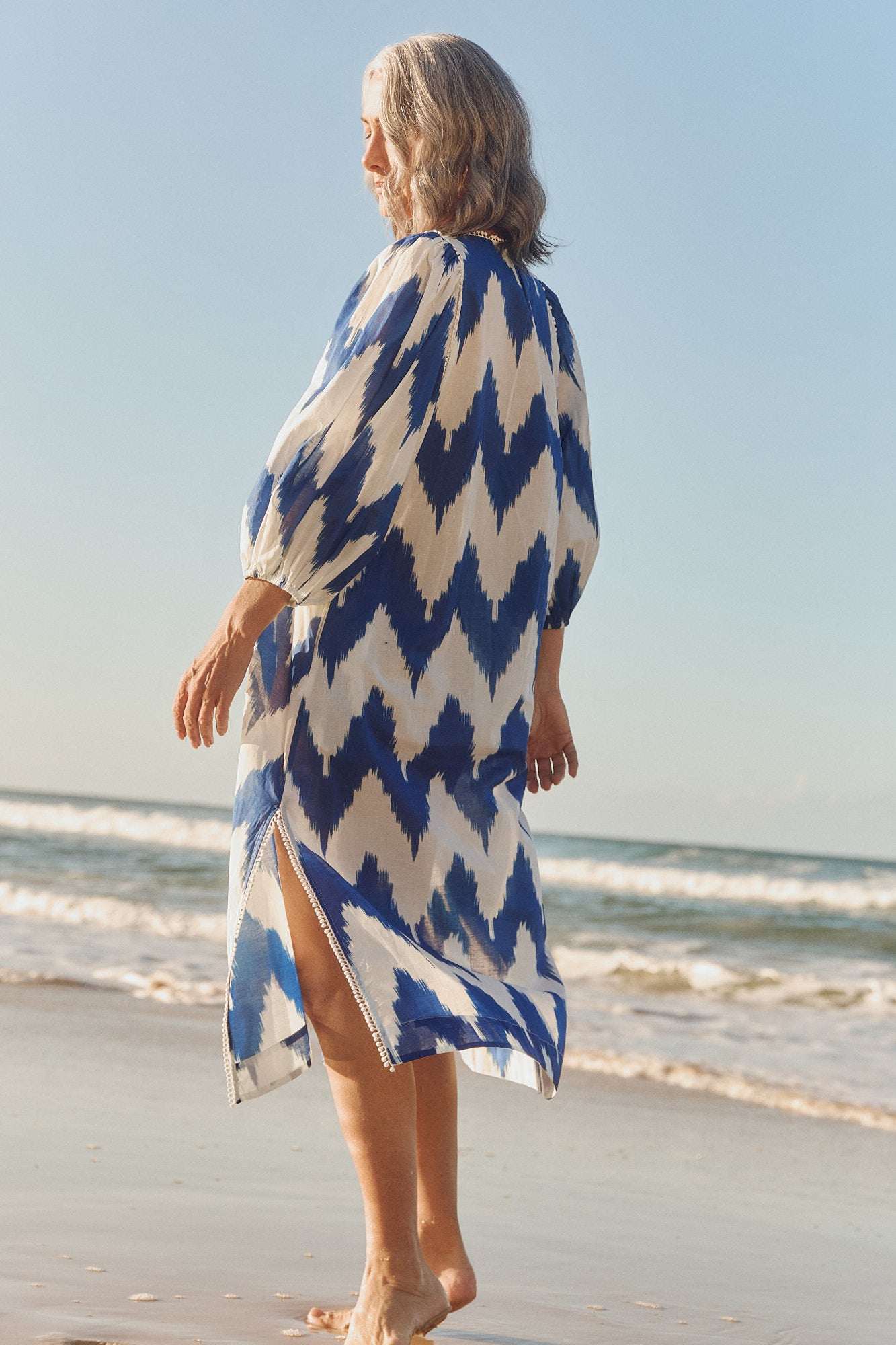 Mandy Tunic Dress in Chevron Blue