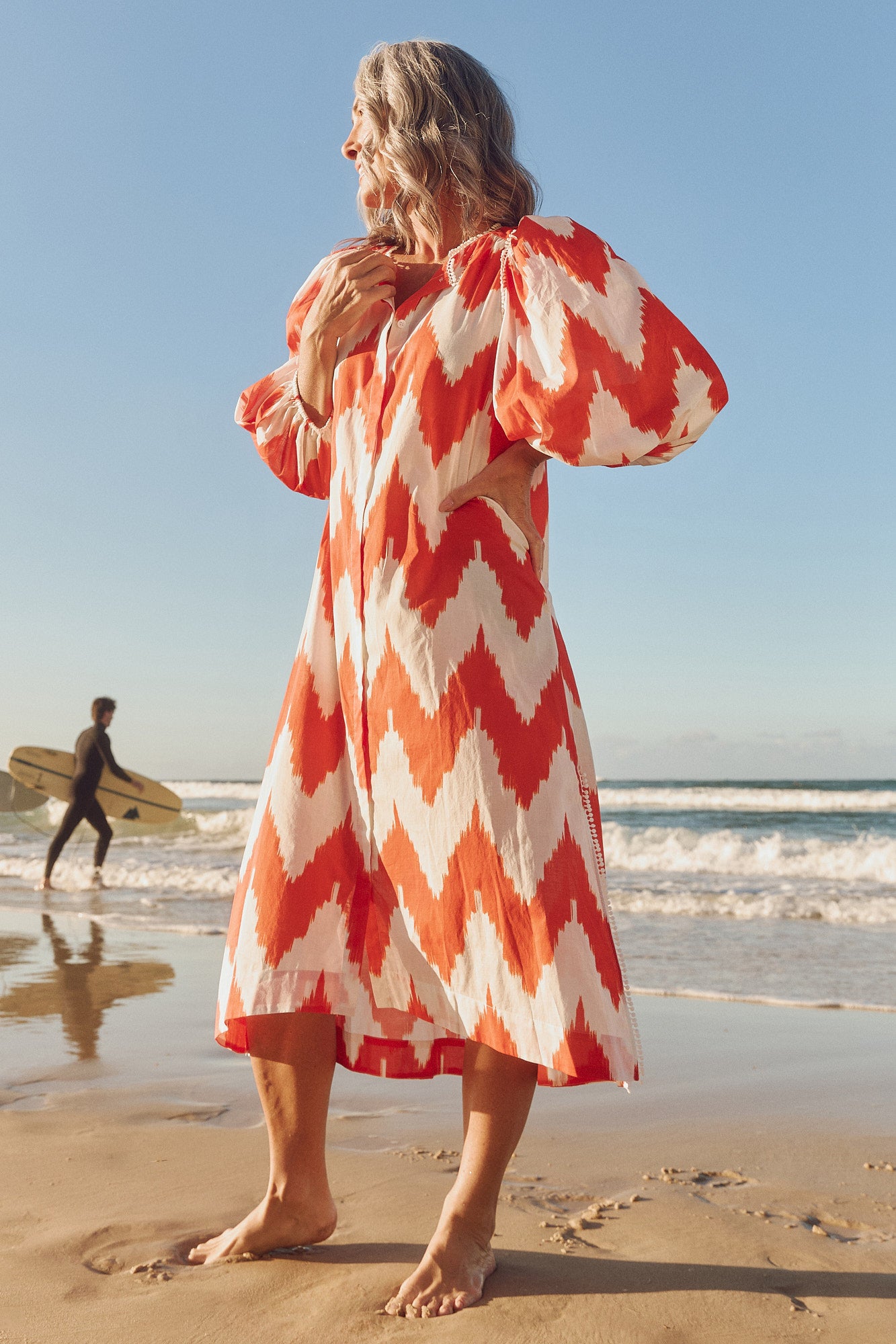 Mandy Tunic Dress in Chevron Orange