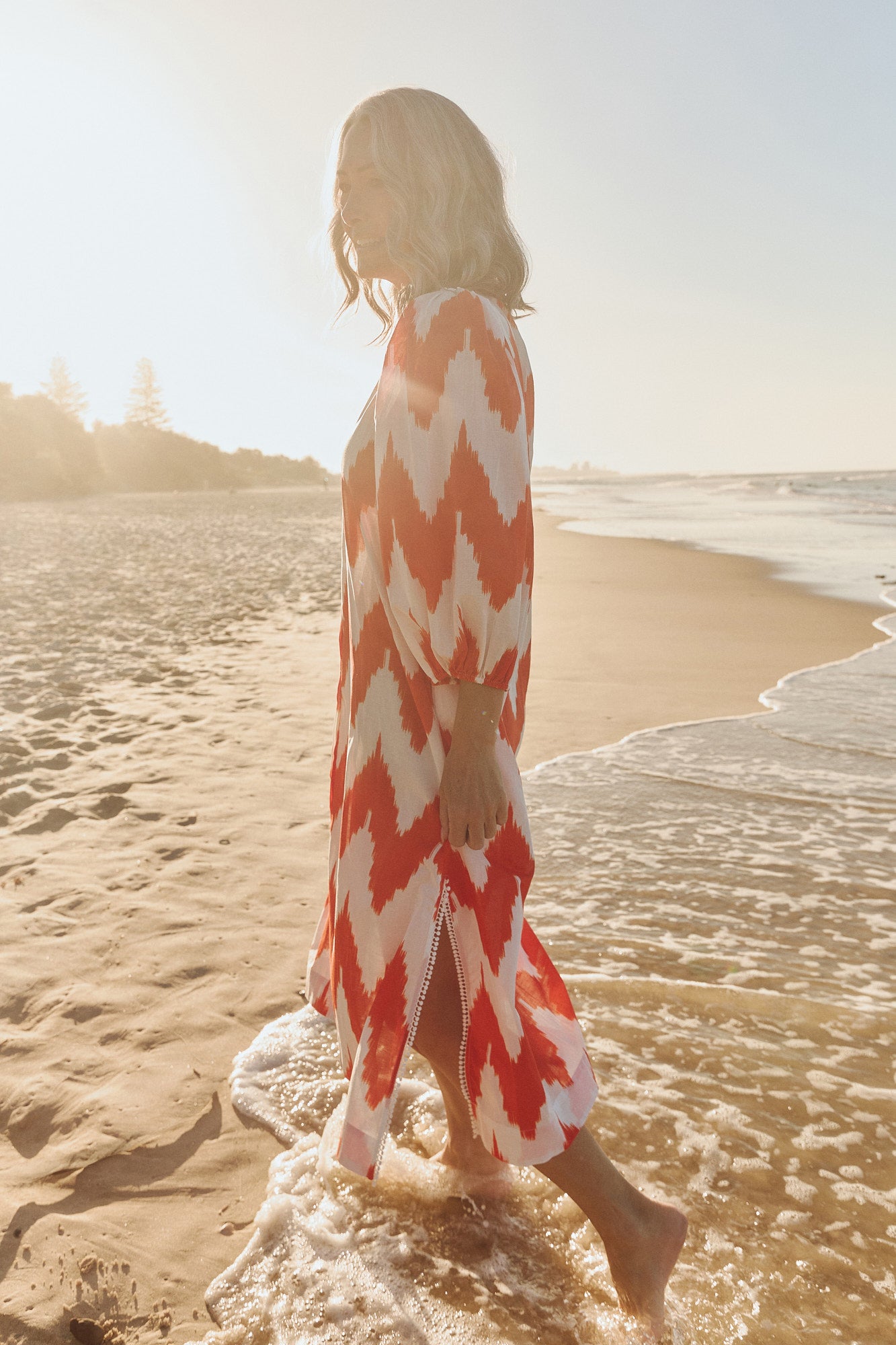 Mandy Tunic Dress in Chevron Orange