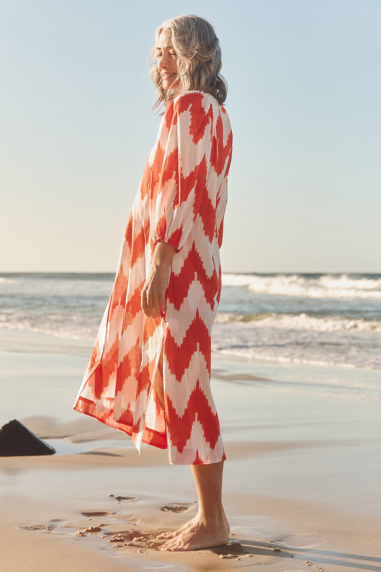 Mandy Tunic Dress in Chevron Orange