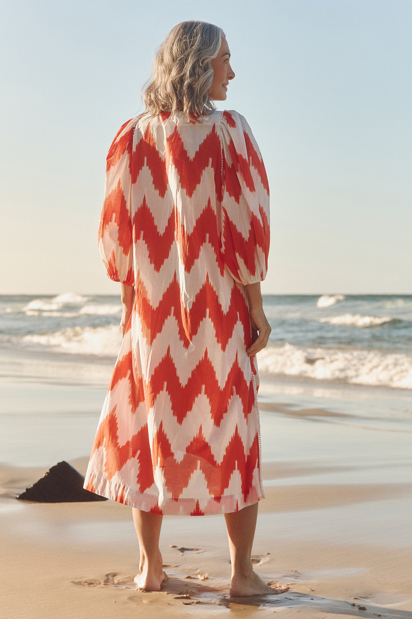 Mandy Tunic Dress in Chevron Orange