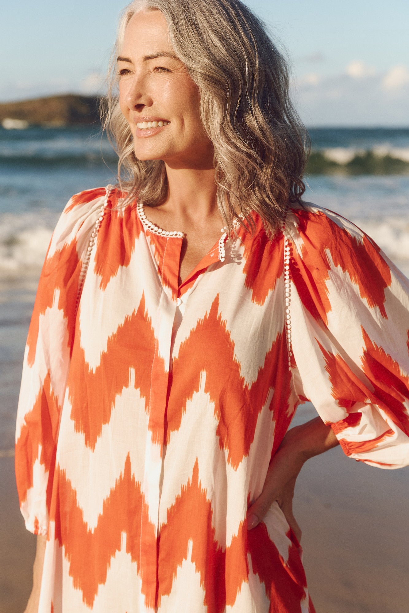 Mandy Tunic Dress in Chevron Orange