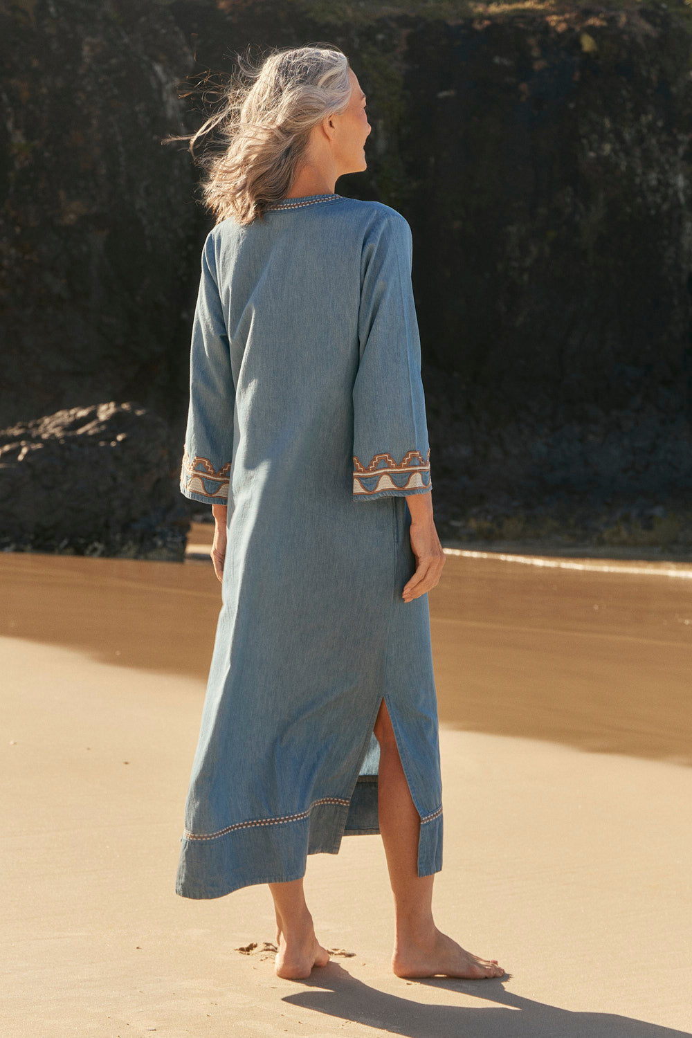 Sofia Chambray Bell Sleeve Dress in Eterna