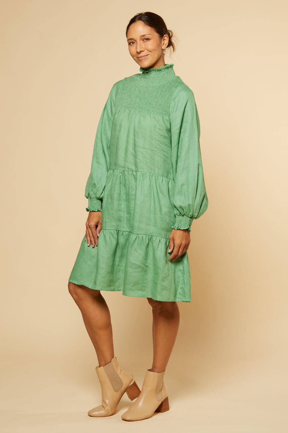 Lakey Long Sleeve Dress in Jadesheen