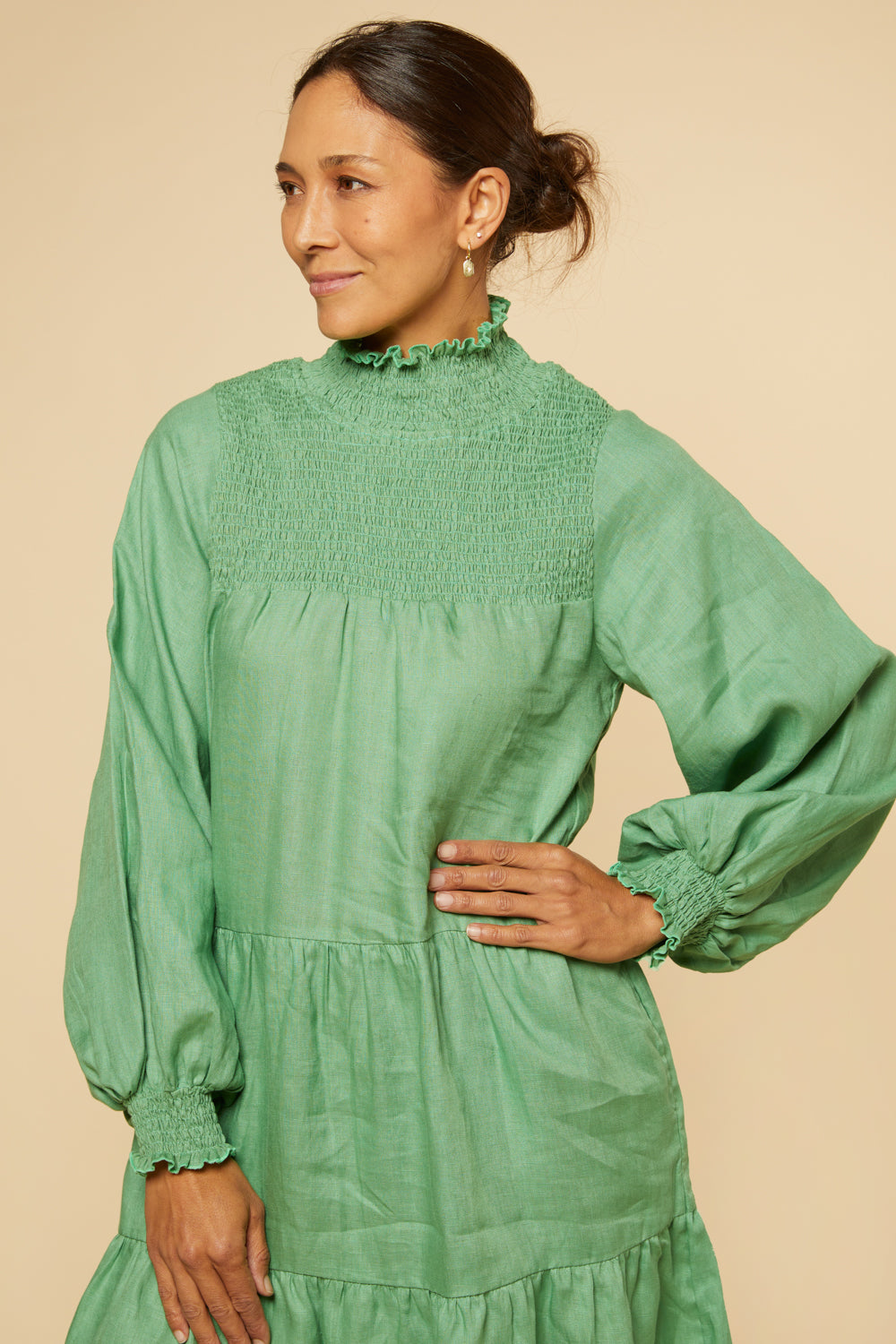 Lakey Long Sleeve Dress in Jadesheen