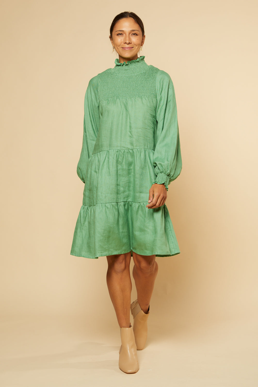 Lakey Long Sleeve Dress in Jadesheen