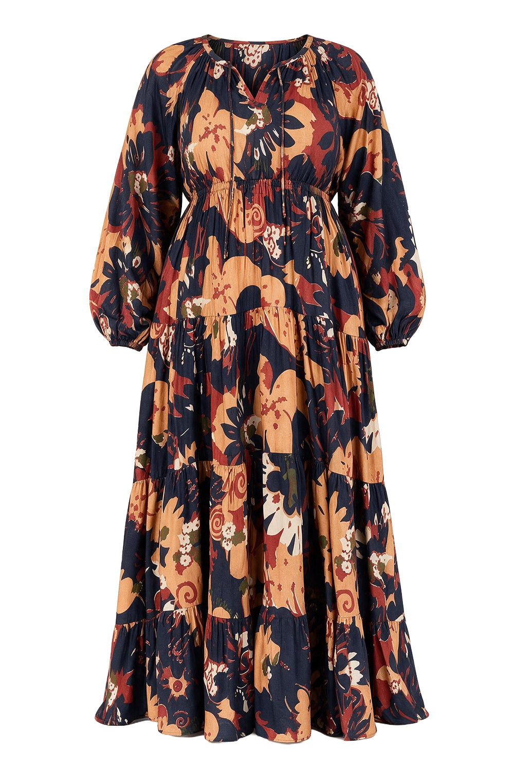 Layla Cotton Silk Tiered Dress in Wildwood
