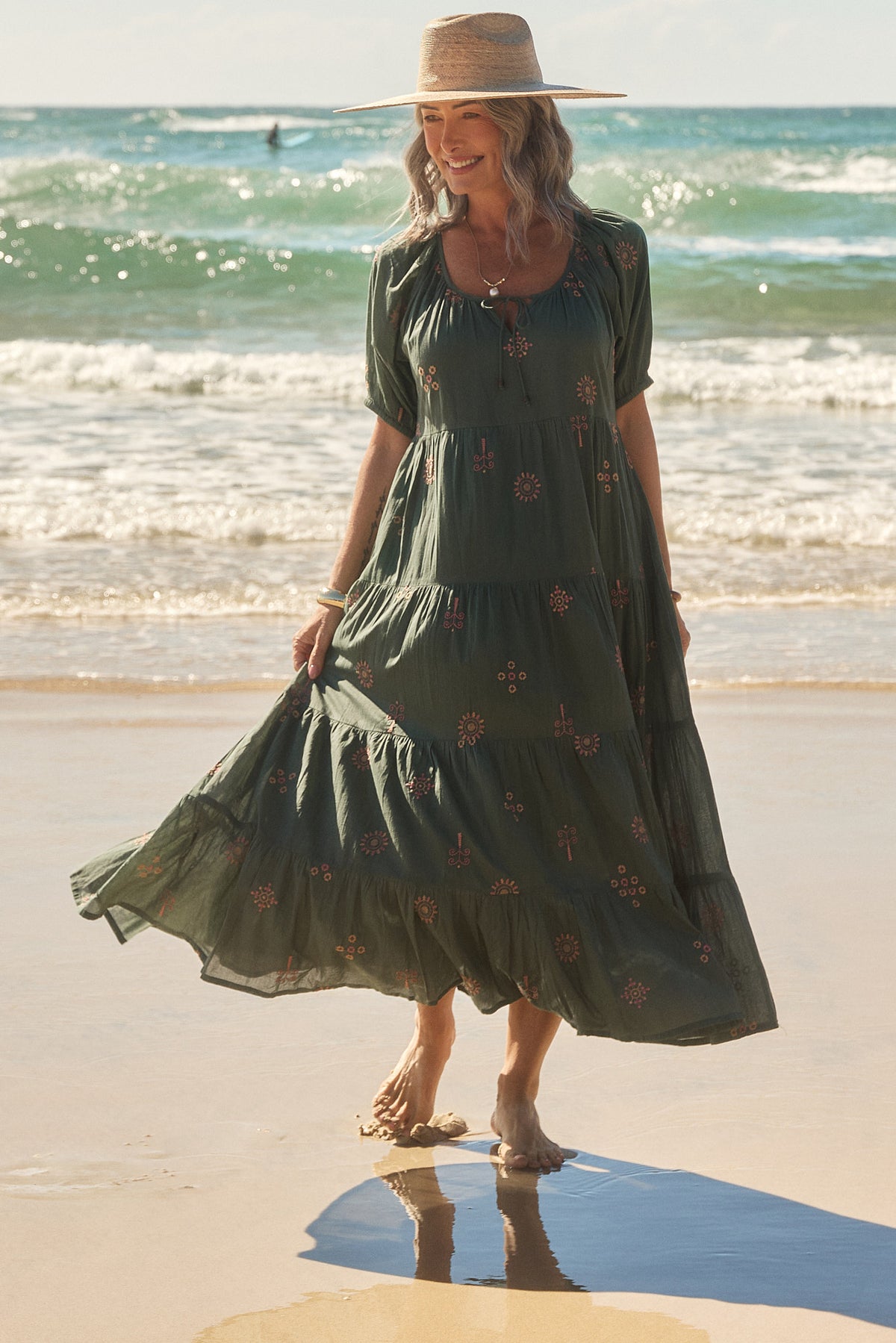 Layla Tiered Dress in Amaranth