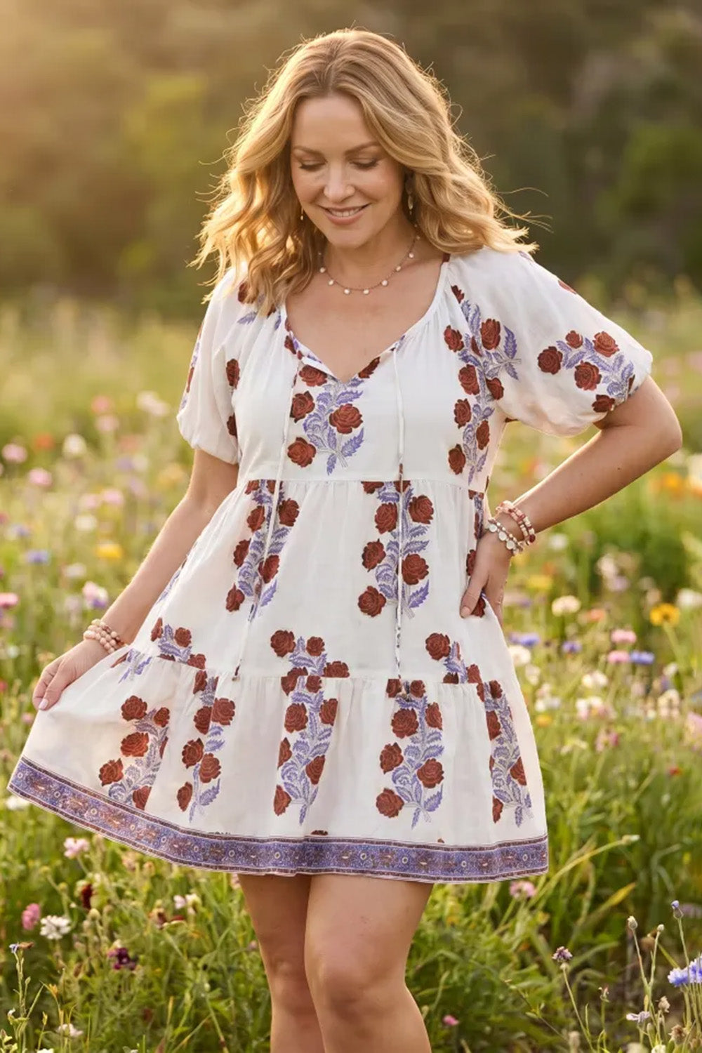 Layla Short Tiered Dress in Wildflower