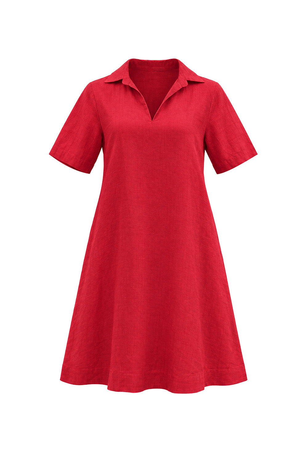 Leni Linen Short Collared Dress in Chilli