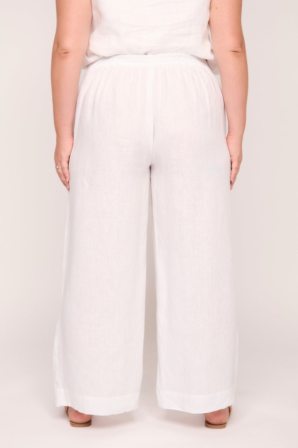 Liliana Linen Wide Leg Pant in White