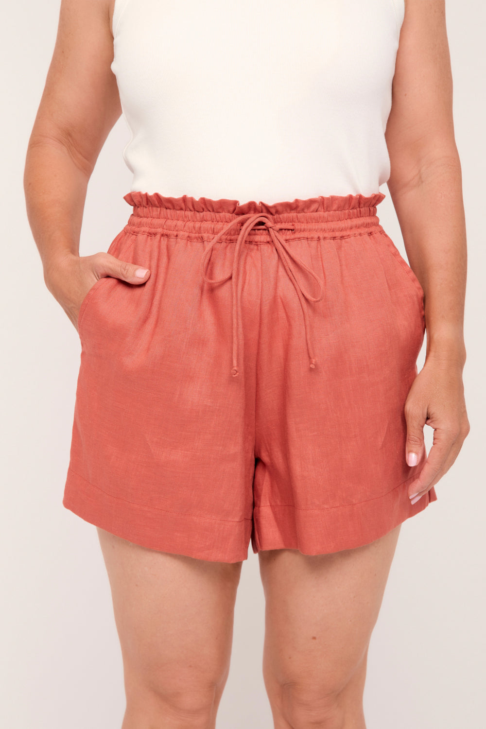 Lizey A-Line Linen Short in Desert Rose