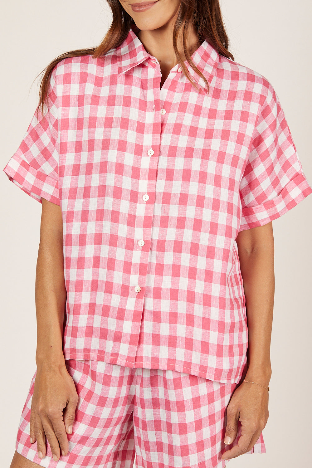 Carmen Linen Shirt in Treviso Pink