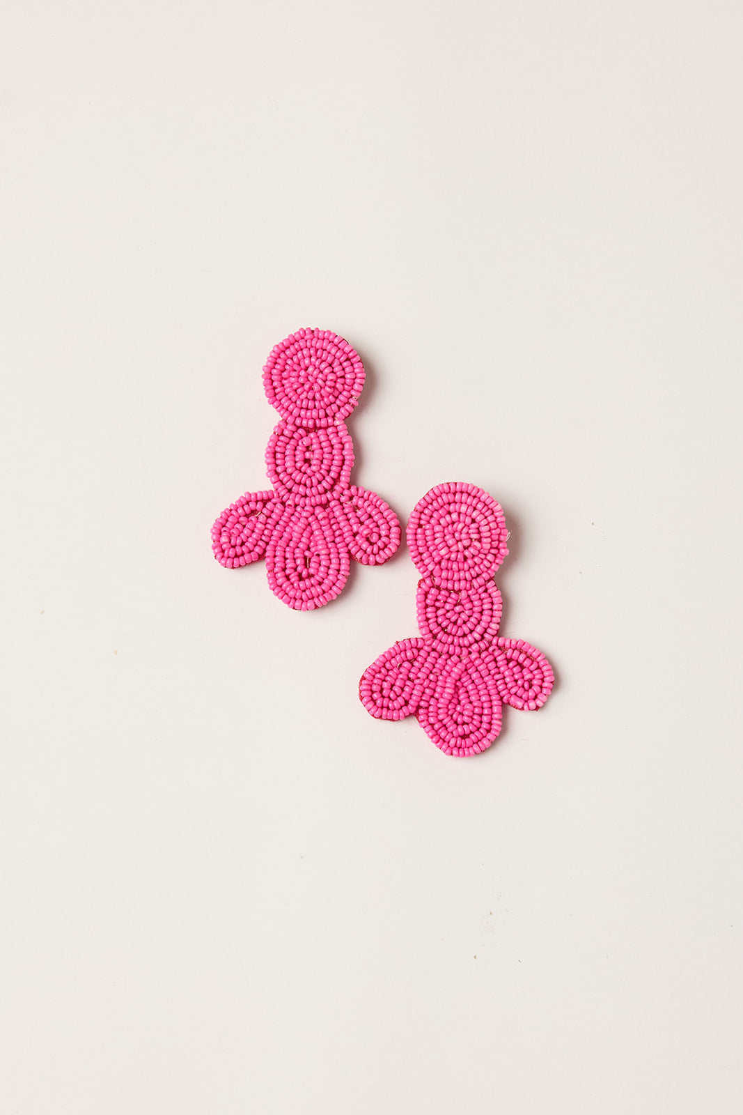 Lotus Beaded Earrings in Hot Pink