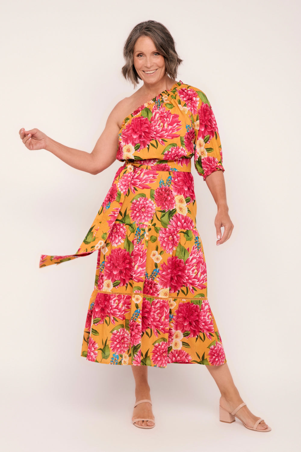 Lou Lou Tiered Dress in Dreaming Dahlias