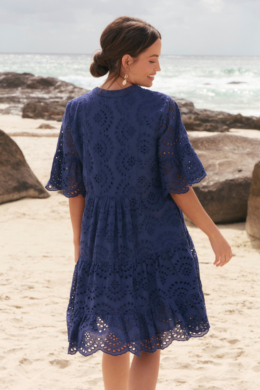 Lynette Shift Dress in Royal Broderie