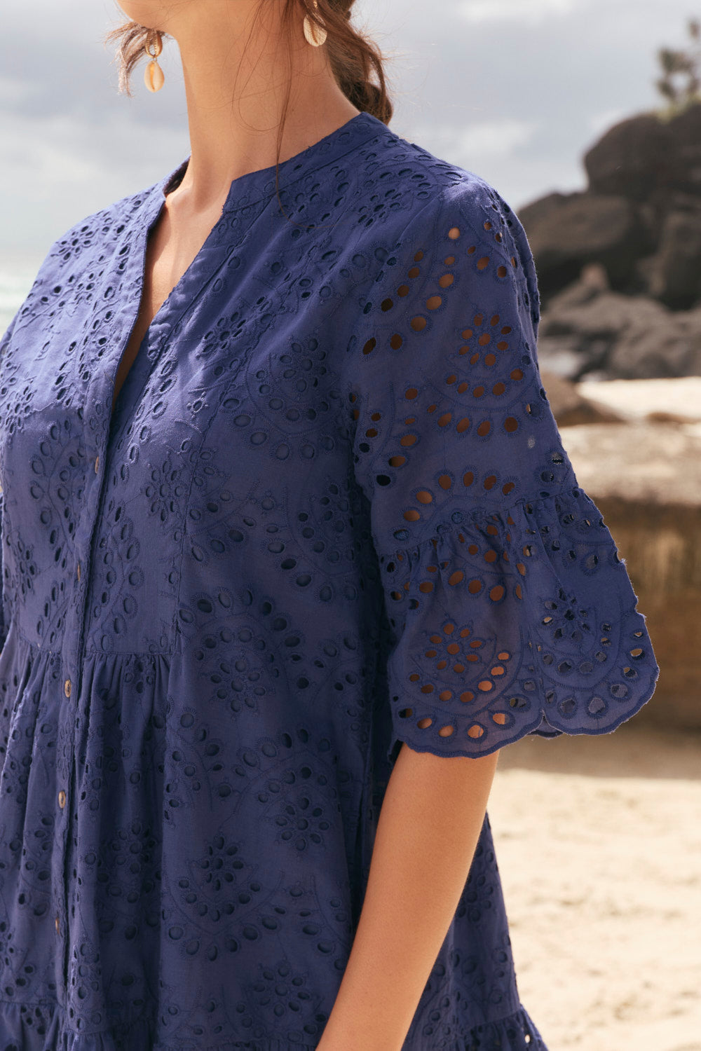 Lynette Shift Dress in Royal Broderie