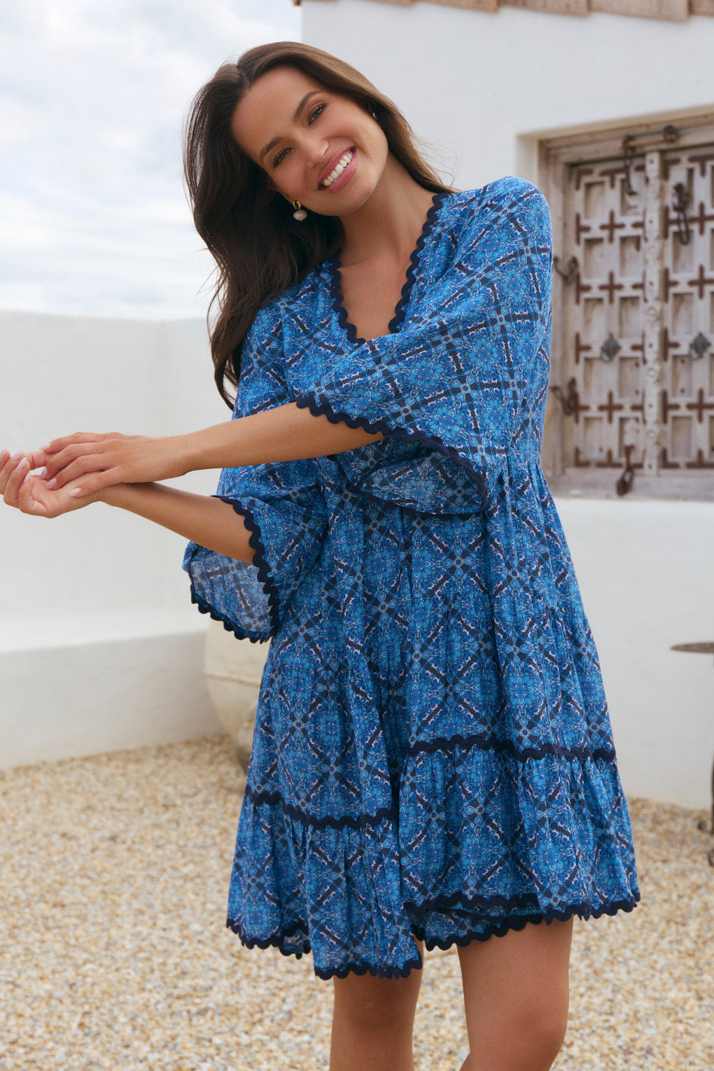 Mable Cotton Silk Dress in Nomad Nights