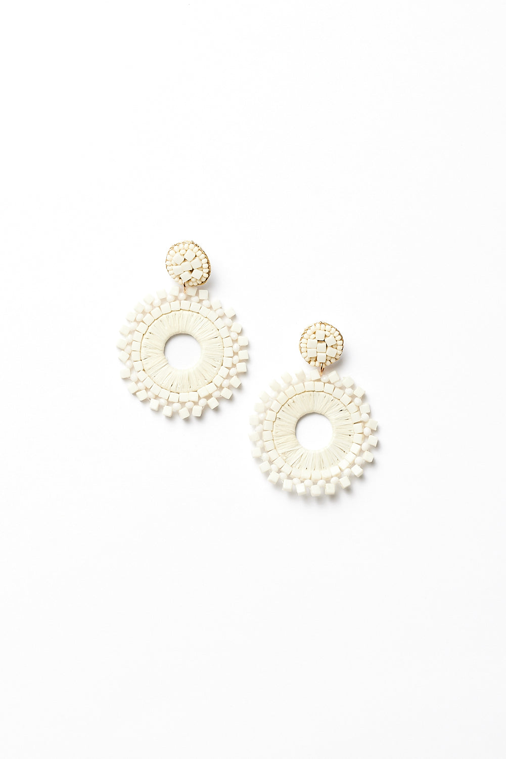 Madison Beaded Hoop Earring in Natural